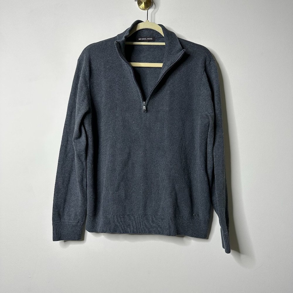 Michael Kors Grey 1/4 Zip Sweater Large